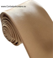 CORBATA  ANCHA Y LISA DE COLOR BEIGE DORADA 