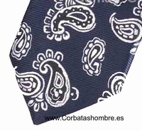 CORBATA AZUL CON DIBUJOS DE PASLEY CACHEMIR BLANCOS