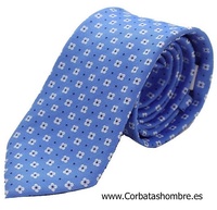 CORBATA AZUL CON FLORES BLANCAS Y AZUL MARINO