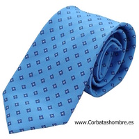 CORBATA AZUL CON  FLORES PEQUEÑAS EN  BLANCO Y AZUL MARINO