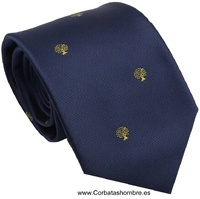 CORBATA AZUL MARINO CON ÁRBOLES DE LA VIDA PEQUEÑOS MUY ELEGANTE