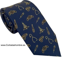 CORBATA AZUL MARINO CON MOTIVOS  INSTRUMENTAL MÉDICO