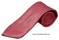 CORBATA CORAL MICRO RAYADA CON LUNARES CELESTES PEQUEÑOS