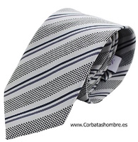 CORBATA DE CEREMONIA EN SEDA GRIS Y NEGRO 