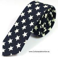 CORBATA DE ESTRELLAS BLANCAS SOBRE NEGRO