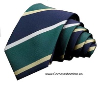 CORBATA DE RAYAS ANCHAS AZUL MARINO Y VERDE