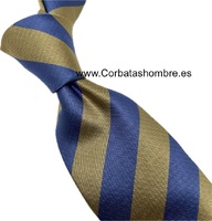 CORBATA DE RAYAS DIAGONALES AZUL Y CAMEL