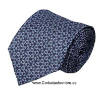 CORBATA DE SEDA AZUL CON AROS ATADOS ENTRE SÍ