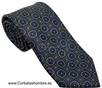 CORBATA ELEGANTE DE ROSETONES  EN AZUL MARINO COMBINADO CON GRIS VERDOSO