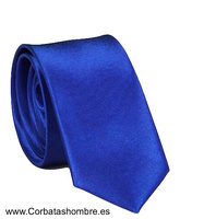 CORBATA ESTRECHA COLOR AZUL FLUOR LISA