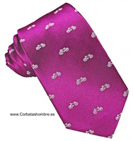 CORBATA FUCSIA CON BICICLETAS ESTRECHA