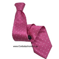 CORBATA FUCSIA DE LUNARES BLANCOS PEQUEÑOS