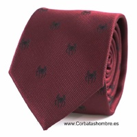 CORBATA GRANATE CON DIBUJO DE ARAÑAS NEGRAS