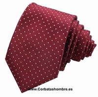 CORBATA GRANATE DE MICRO LUNARES BLANCOS MUY PEQUEÑOS Y ELEGANTES