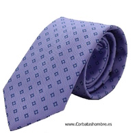 CORBATA LILA   CON DIBUJO DE TRÉBOLES EN  AZUL OSCURO