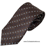 CORBATA MARRÓN CHOCOLATE DE MINI CACHEMIRES. AZUL CELESTE Y AZUL MARINO