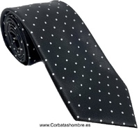 CORBATA NEGRA CON LUNARES BLANCOS PEQUEÑOS