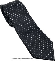 CORBATA NEGRA CON MINI TOPOS BLANCOS MUY ELEGANTE PARA NOVIO O CEREMONIA  