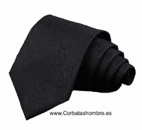 CORBATA NEGRA MUY ELEGANTE CON TELA  DE CACHEMIR EN NEGRO