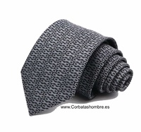 CORBATA NEGRA Y GRIS CON DIBUJO DE CADENETA