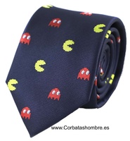 CORBATA ORIGINAL DE EQUIVALENCIA AL VIDEO JUEGO COME COCOS AZUL MARINO