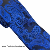 CORBATA PAISLEY PARA CABALLERO EN AZUL SOBRE FONDO NEGRO