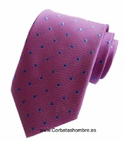 CORBATA ROSA CON LUNARES EN AZUL CLARO