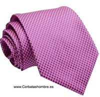CORBATA ROSA CON ROMBOS PEQUEÑOS FUCSIAS