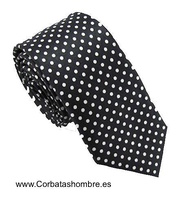 CORBATA TOPOS ESTRECHA NEGRA Y BLANCO