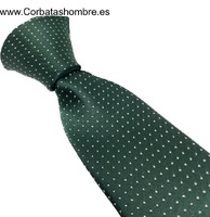 CORBATA VERDE ELEGANCE CON MICRO TOPOS O LUNARES BLANCOS