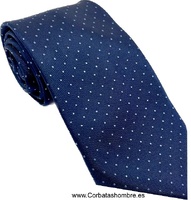 ELEGANTE CORBATA AZUL MARINO DE TOPOS O PUNTOS AZUL CLARO