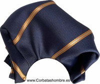 PAÑUELO AZUL MARINO DE LISTAS AMARILLO DORADO