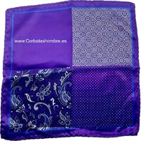 PAÑUELO LILA BOLSILLO TRAJE 4 ESTAMPADOS LISO LUNARES CACHEMIR Y ROSETONES