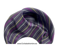 PAÑUELO LILA CON LINEAS DORADAS FUCSIAS GRISES  Y MORADAS PARA EL BOLSILLO DE LA CHAQUETA DEL TRAJE
