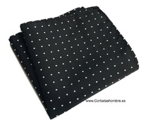 PAÑUELO NEGRO CON LUNARES BLANCOS PEQUEÑOS PARA BOLSILLO DE CHAQUETA