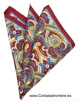 PAÑUELO ROJO Y DORADO BOLSILLO CHAQUETA CON CENEFA RENACENTISTA